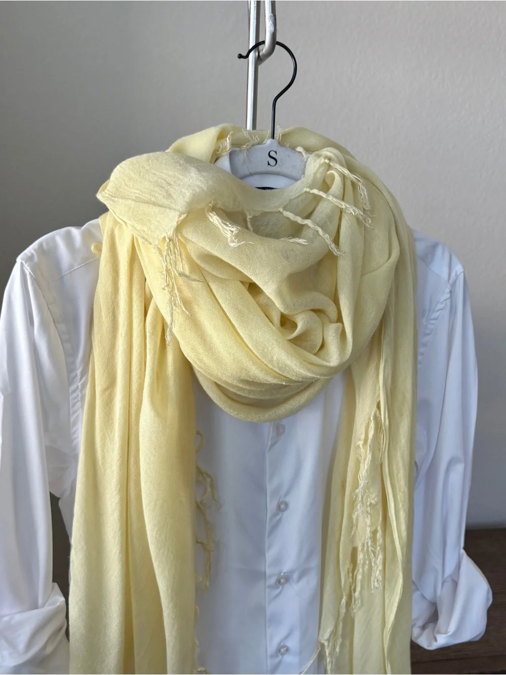 Lightweight Yellow Fringe Scarf